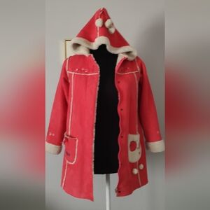 Jacket Girls Faux Sherpa Color Pink Size 9-10 Hoodie Warm Zipper Pockets Vintage